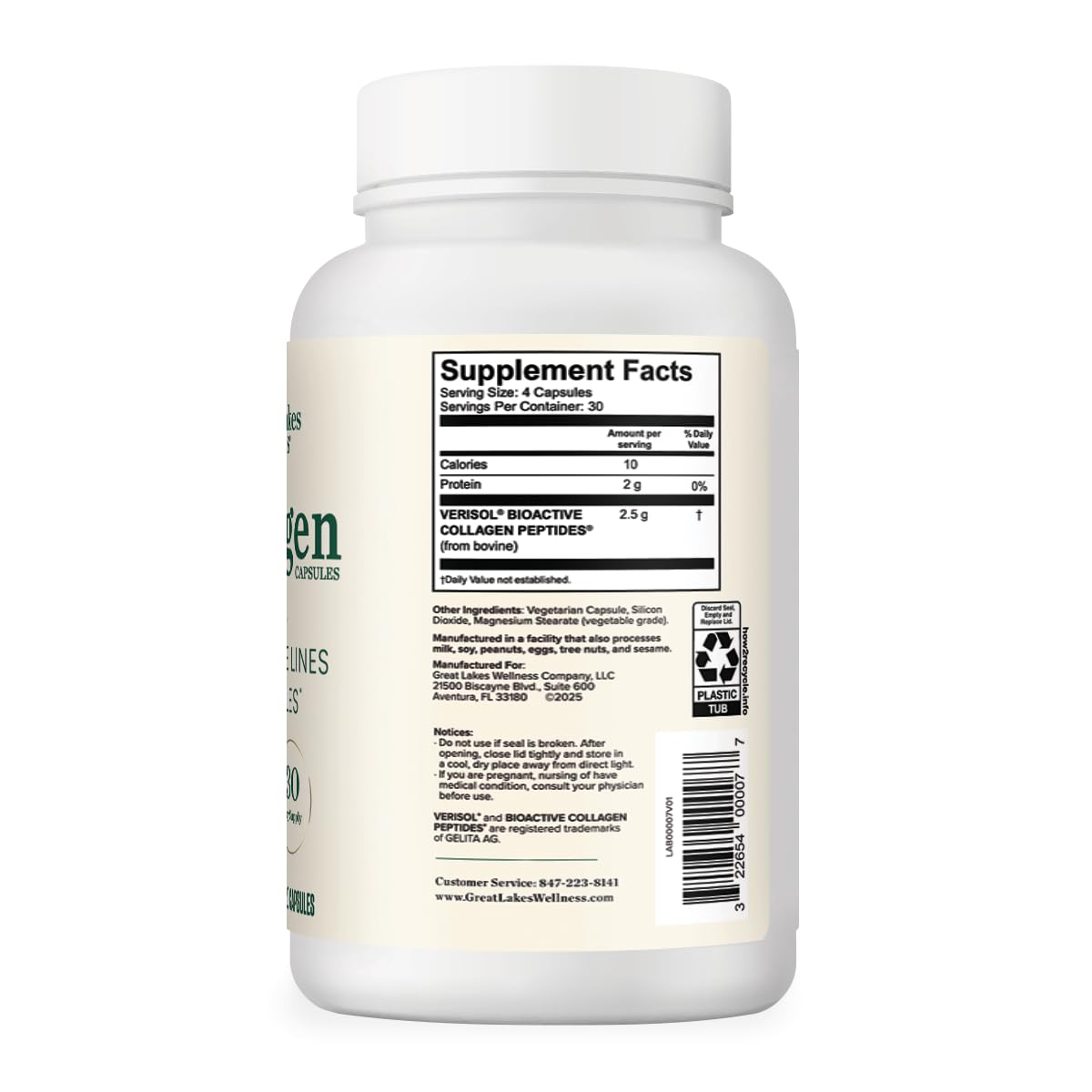 Great Lakes Wellness Collagen Peptides Capsules, 120 Capsules — Amazon image 3