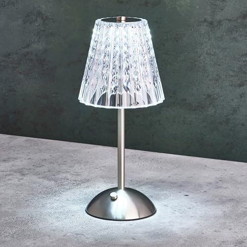 Elements 11.8-Inch Silver Rechargeable LED Table Lamp - Touch Control with 3 Light Colors, Stepless Dimming, Metal Construction, 1200mAh Battery, USB-C Charging by Elements - Image 6