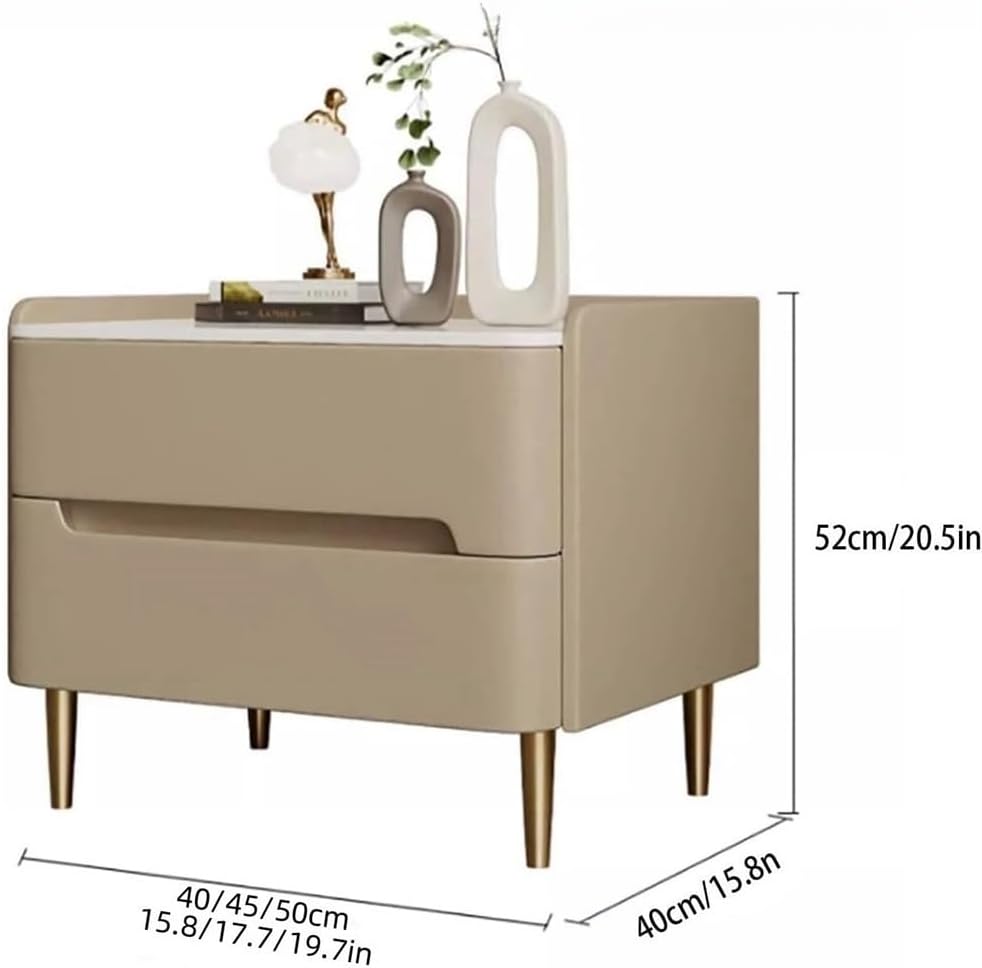 Pinewell Wooden Bedside Table, Nightstands with Slate Top, Nightstand 2 Storage Drawers, Sofa End Modern Side Table for Bedroom, Living Room(Orange,19.7 * 15.8 20.5in)