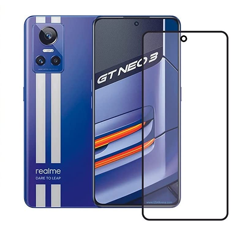 Image of Screen Protector for realme GT NEO 3 (Black) Tempered Glass Edge-to-Edge 6D Screen Guard With Installation Kit