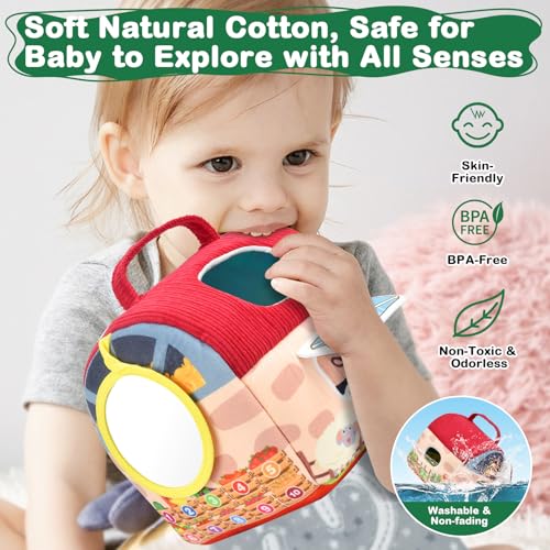 CIOXSOIO Baby Spielzeug 6-12 Monate,Bauernhoftiere & Bauernhof Montessori Sensorisches Spielzeug,Kinder Lernspiele & Motorikspielzeug Weiches Sensorik-Spielset mit Kuscheltieren und Geräuschen