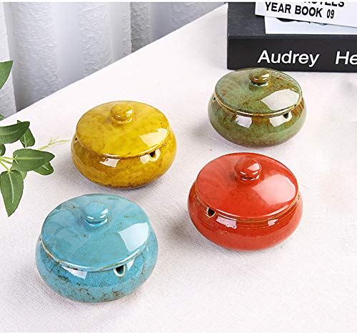 Hookdor Ceramic Ashtray With Lids,Windproof,Cigarette Stoner Ashtray For Indoor Or Outdoor Use，Ash Holder For Smokers,Desktop Smoking Ash Tray For Home Office Decoration (Yellow) #TOP4