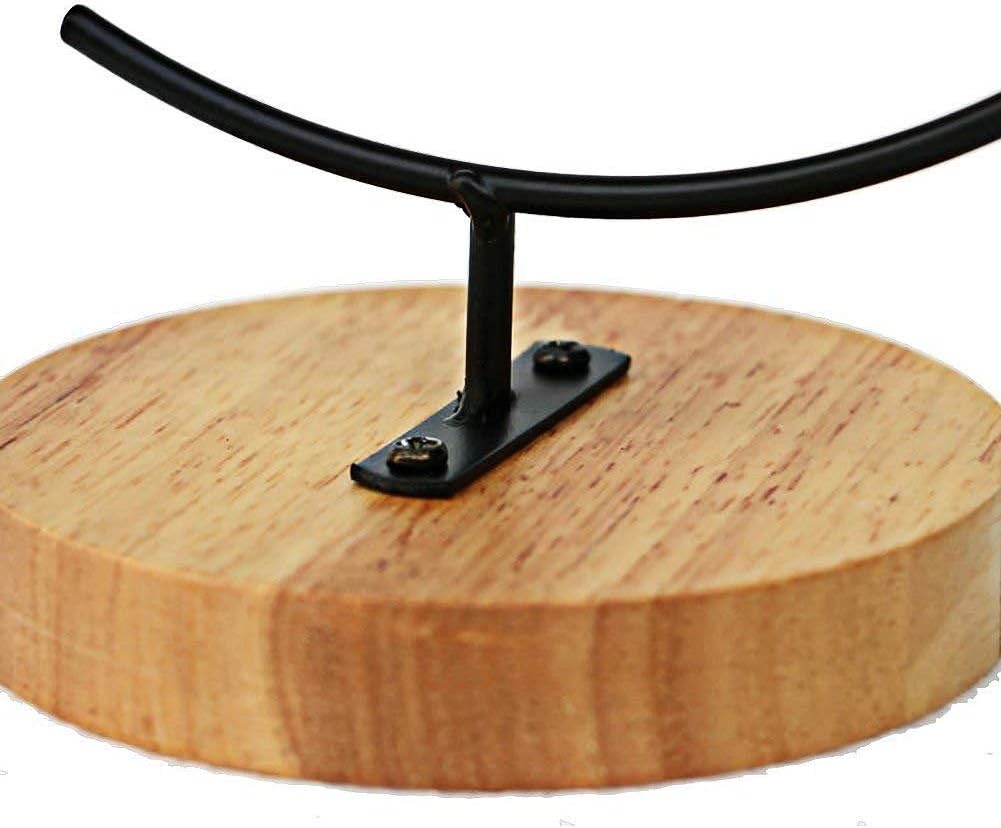 Black Iron Hanging Plant Stand with Wooden Base