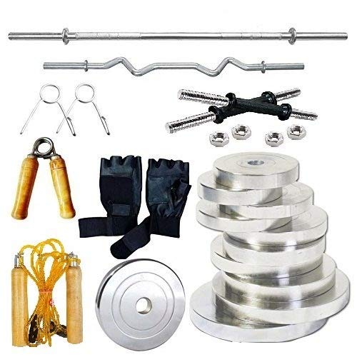 Boddy Maxx New 40 KG Steel Weight Plate Home Gym Set + 14" Dumbbell Rod + 3 FT CURL Rod + 5 FT Plain Rod (28 MM) + Skipping Rope and All Gym Accessories for Weight Lifting Exercise (B07DGH1GN6) Amazon Price History, Amazon Price Tracker