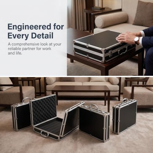 Maletín rígido metálico SUPVOX negro, con cerradura y espuma miniatura 6