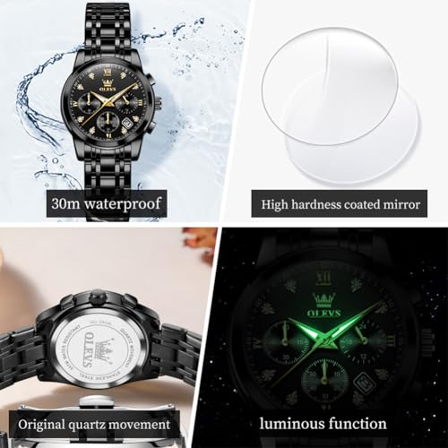 Image of OLEVS Women Watch Stylish Elegant Chronograph Luxury Diamond Analog Quartz Stainless Steel Luminous Date Ladies Wrist Watches for Women