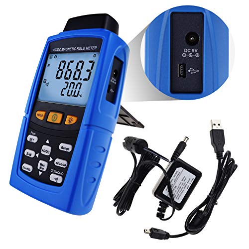 Image of AC /DC Gaussmeter Magnetic Field Strength Meter Teslameter Magnetometer Residual Permanent Magnet N /S Polarity 3000mT (30000 Gauss) Automatic Manual Data Recording