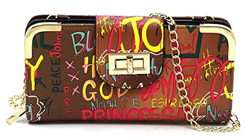 Multicolor Graffiti Printed Cell Phone Purse Wallet Smartphone Crossbody Wallet Travel Multifunction Phone Case Wristlet