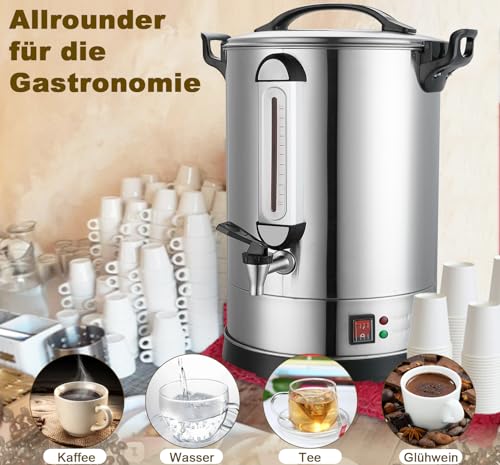 CAZACHEF Gastro Kaffeemaschine 24L, 155 Tassen 2000W Heißgetränkespender aus Edelstahl, große Kaffeemaschine für Buffet, Events, Kantinen & Hotelservice