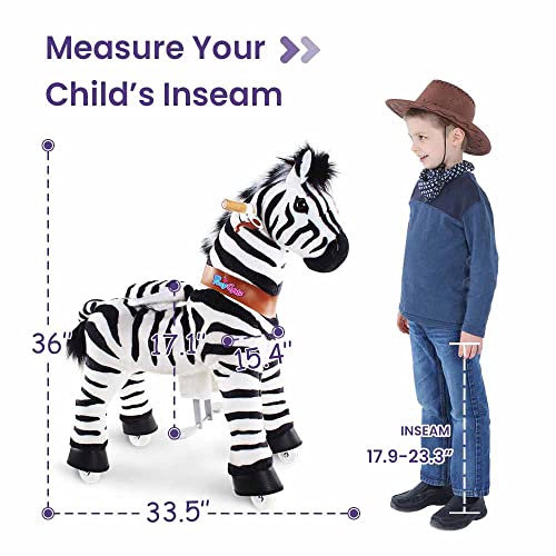 Image of PonyCycle Zebra Kids Ride on Toys Kids Scooters Classic Model U (with Brake / 36 inch Height /Size 4 for Age 4-8) Pony Cycle Ride on Zebra Plush Toy Stuffed Animal Toy Model Ux468