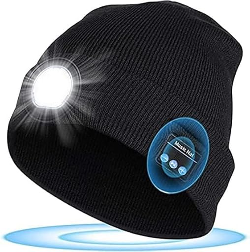 flintronic 5 LED Beanie Hat con luz, LED Iluminado Bluetooth Beanie Cap, USB Recargable inalámbrico Running Hat, para Pesca/Correr/Ciclismo, para Hombres, Mujeres, Niños, Niñas-Negro | Ya disponible en tu tienda friki favorita! En mundofriki.es!
