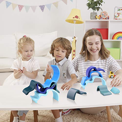 image for Lewo Wooden Rainbow Stacker Stacking Game Nesting Puzzle Blocks Montes