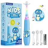 ReDISEN Elektrische Zahnbürste für Kinder 1-5 Jahre, Schallzahnbürste für Kleinkinder mit 16.000 Vibrationen/Min, 4 Bürstenköpfe, 2 Minuten Timer, IPX7 Wasserdicht, Batteriebetrieben, Blau