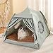 Cat Bed Tents Dog House Indoor Outdoor Breathable Windows Ruffle Edge Trim Double Side Nest Pad Teepe (XSmall(11.8x11.8in/up to 2.2 lb),Green)
