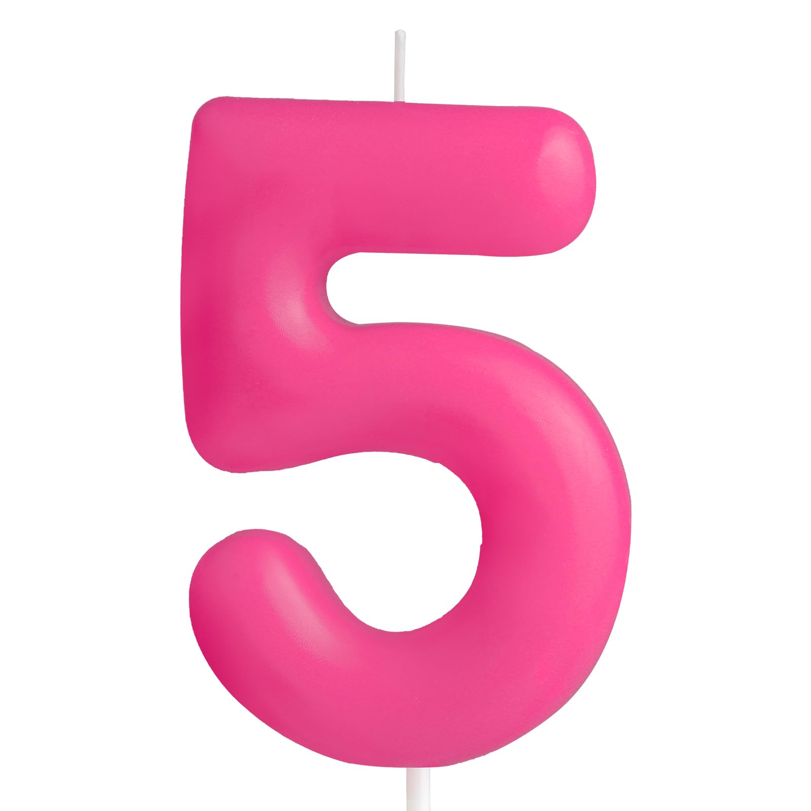 Hongplus Macaron Hot Pink Number 5 Candle, 5 Birthday Candle, Hot Pink Happy Birthday Candles for Cake, Pink Cake Topper Decorations for Girl Women