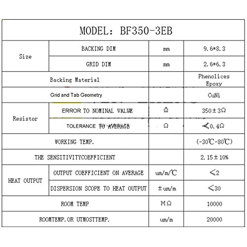 Youmile 2 Stück Dehnungsmessstreifen BF350-3EB BF350 350 Ohm Vollbrücken-DMS-Folien-DMS-Hochpräzisions-Drucksensor