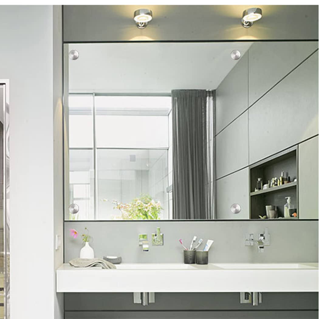 Viti Decorative Per Specchio Argento - 20 Set Con Tappi Decorativi, Per Fissaggio Specchi E Vetri, Finish Spazzolato