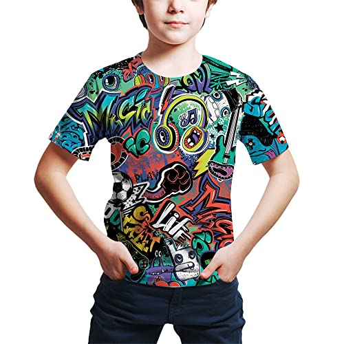 Graffiti T Shirts,Print 3D Funny Graphics Graffiti T Shirt,Youth Boys Girls Age 4-14 Years