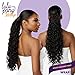 Sensationnel Lulu pony wrap hairextensions- 3 high heat synthetic yaki pony tail or up do hair wig piece (1B OFFBLACK)