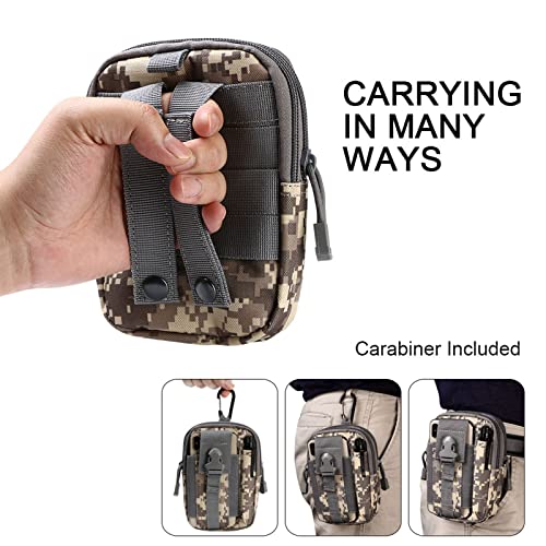 flintronic 2PCS Bolsa Cintura Táctica, Bolso Cinturón Táctica Militar Compacta 1000D Nylon para Teléfono Móvil al Aire Libre Deportes Senderismo y Camping, 2PCS con Mosquetón - imagen 6
