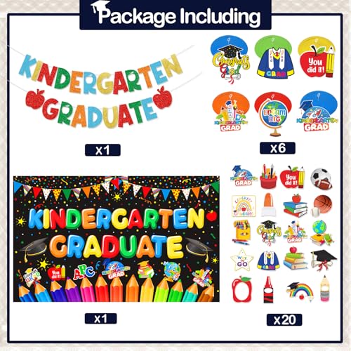 Kindergarten Graduation Decorations 2026: Kindergarten Graduation Banner Backdrop with Congrats Grad Hanging Swirl Photo Booth Props for Kindergarten Graduate Class of 2026 Party Supplies by HigzYovn - Used condition - Image 2