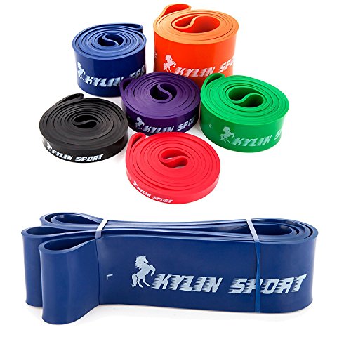 Bandas de resistencia de Kylin Sport para asistencia de flexiones, entrenamientos, yoga, pilates, estiramientos, Crossfit, gimnasia y levantamiento de pesas, RB01, Blue - 65 to 175 Pounds (2.5 