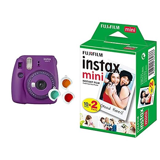 Fujifilm Instax Mini 9 - Cámara instantanea, Morado + Pack de 20 películas
