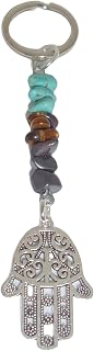Hamsa Gemstone Keyring Handbag Charm Good Luck Protection Hand of Fatima Gift