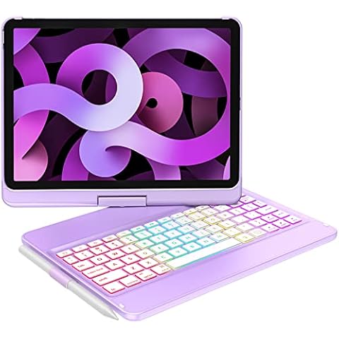 Keyboard Case for iPad Pro 2022 11 inch(4th Gen), iPad Air 5th 4th Gen Case with Keyboard, 10 Color Backlight, 360° Rotatable, Wireless Keyboard with Pencil Holder for iPad Pro 11 inch 3rd/2nd/1st Gen Cover