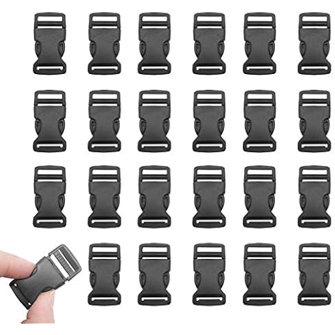 Kbraveo 60 Pack 3/4" Wide Black Safety Side Quick Release Buckle Plastic Buckles Black Adjustable Buckles,Plastic Buckle Clip Cover
