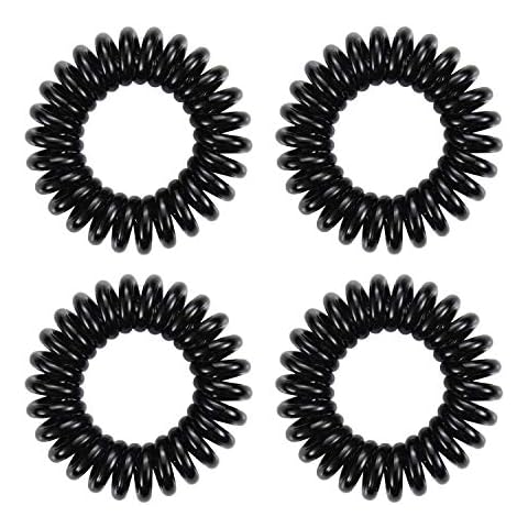 Hoyols Hair Rubber Band Creaseless Hair Coil Ties Spiral Accessories No Damage 4 Pack (Ture Black) Cover