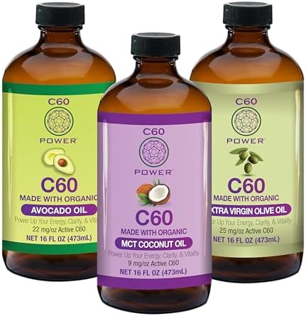 The Executive C60 Kit - C60 Power 16oz Organic MCT Coconut Oil, 16oz Organic Avocado Oil, & 16oz Organic Extra Virgin Olive Oil