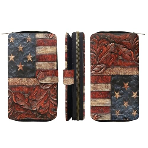 Image of COEQINE Ladies Wallets Pink Leopard Heart Black Printed Leather Phone Long Clutch Purses Check Coin Change Holder