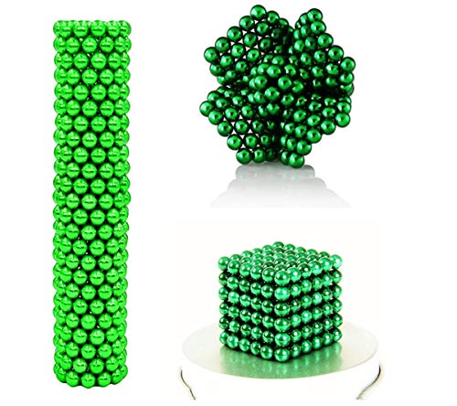 RQW Magnet Balls DIY Office Rare Earth Balls Sculpture Building Blocks Playful Stress Relief Gift for Teens and Adults (Green, 5MM, 216PCS)