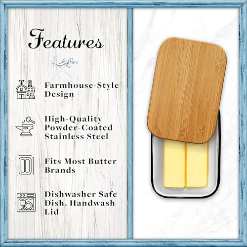 Home Acre Designs Butter Dish with Lid for Farmhouse Home Decor, Kitchen Collection - Image 4