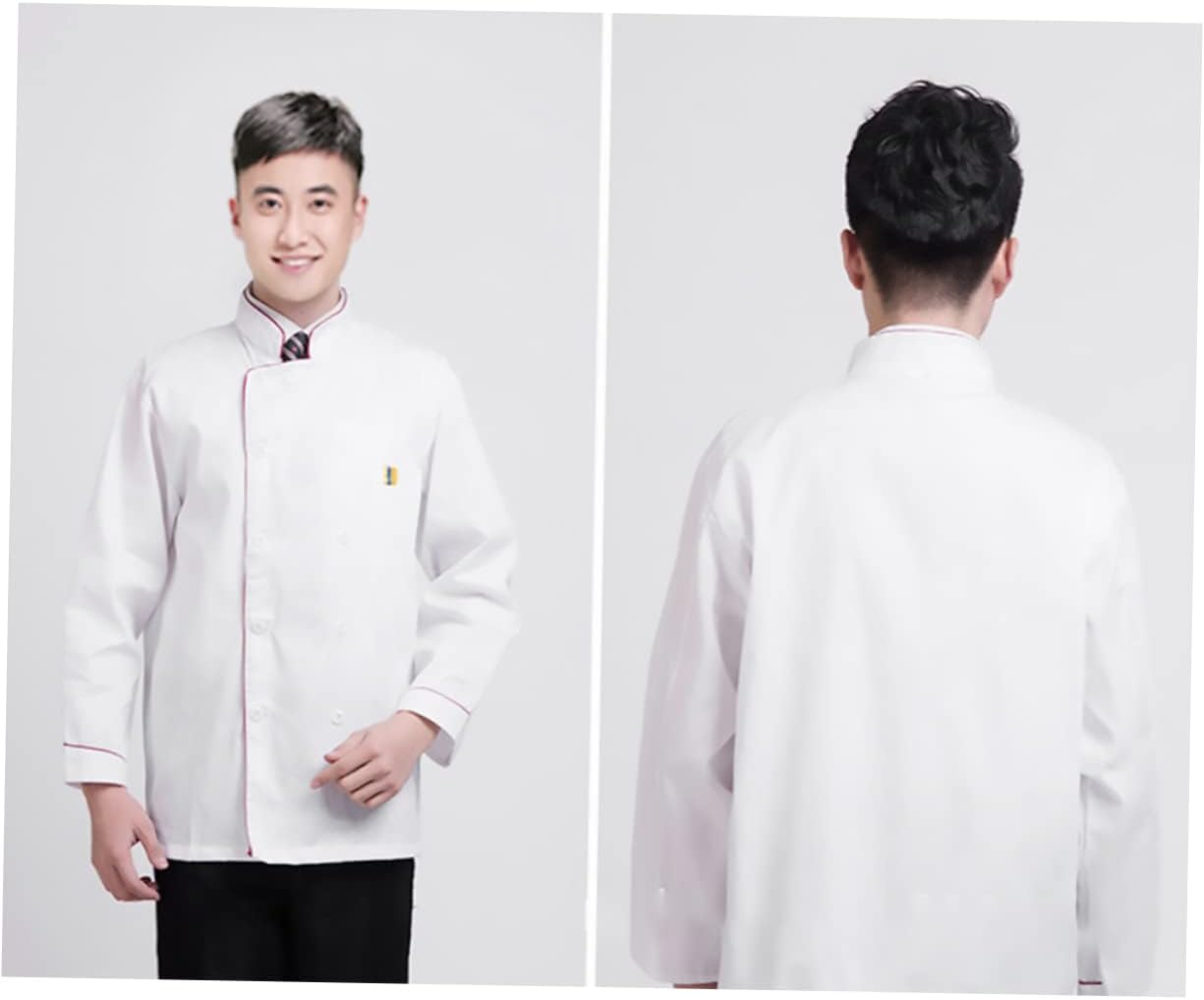 Long Sleeve Chef Jacket Wearproof Cotton Polyester Size L Anti Splash