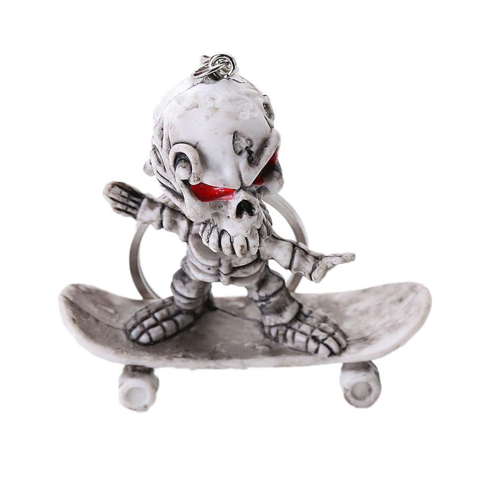 Bestoyard Skull Skeleton Keychain Halloween Rubber Skateboard Keyring Bag Charm