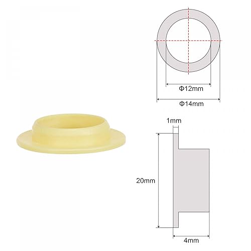 Miniatura 2 de uxcell Rodamientos de manga con bridas 0.472 in Diámetro 0.551 in OD 0.157 in Longitud POM Envueltos Bujes sin aceite Amarillo 4pcs