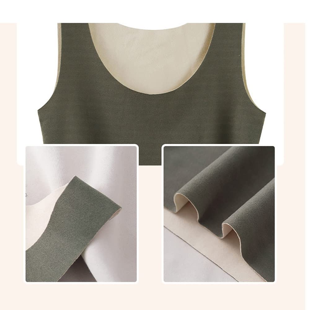 Bezszwowa kamizelka damska Velvet Silk Warm Top Bielizna termiczna Jesień i zima Miękka ciepła kamizelka damska Camisole (kolor: zielony, rozmiar: 40-55 kg) (skóra 40)
