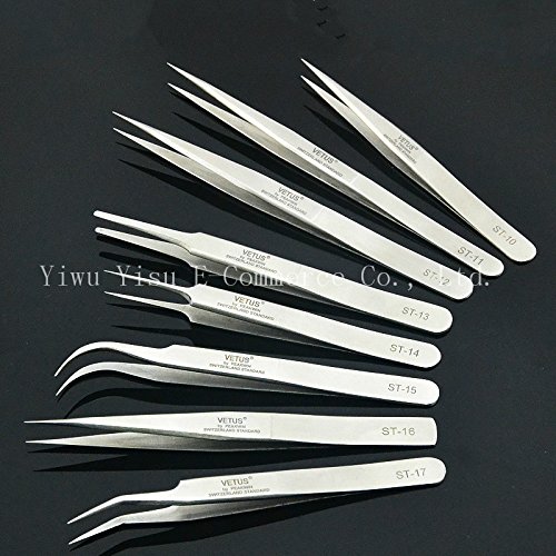 Generic st 12 Silver Stainless Eyelash Tweezers Steel Hairdressing