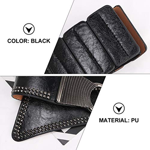 PRETYZOOM Cinto elástico feminino, cintura punk, cinto elástico com fivela plana, cinto gótico, cint