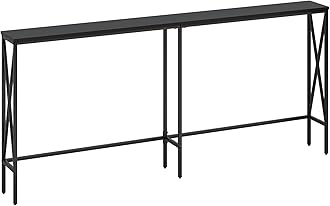 Masupu 70.9" Console Table, Modern Narrow Long Sofa Table Behind Couch, Skinny Entry Table, Industrial Sofa Table with Metal Frame for Hallway, Living Room, Classic Black…