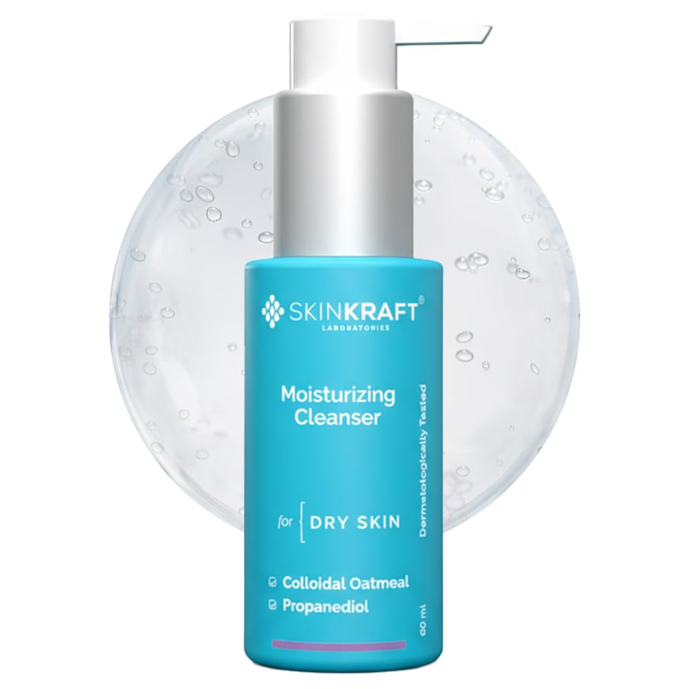 SkinKraft Moisturizing Facial Cleanser for Dry Skin – Colloidal Oatmeal & Propanediol – pH-Balancing Hydrating Cleanser to Prevent Dryness & Support Moisture Barrier – 60ml
