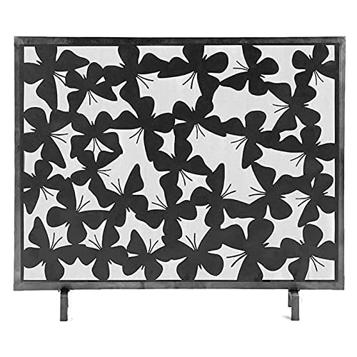 Fireplace Screen Guard, Safe Fire Guard Screens in Carved Decor, Single Panel Heating Fire Guardrail for Stove Fire Pit Fireside, Iron, 98×82×20 Cm (C
