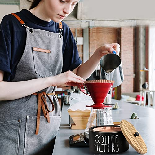 Coffee Filter Holder, Wooden Coffee Filter Storage Container Coffee Filter Dispenser With Lid, Rustic Coffee Bar Accessories Organizer For Coffee Bar Decor, Farmhouse Coffee Filter Basket For Counter #TOP1
