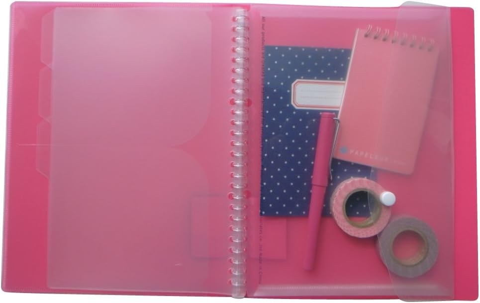 Kyokuto JHP03T Flap Pocket for 20-Ring Binder, A5, Clear, 5 Pieces