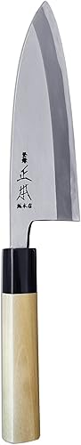Miniatura 9 de MASAMOTO KS - Cuchillo japonés Deba con funda de 6 pulgadas 5906in HONBAZUKE fabricado en Japón cuchillo profesional resistente para peces hoja de