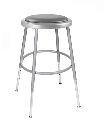 Miniatura 4 de OEF Furnishings Taburete acolchado de vinilo gris de altura ajustable, 18-27 pulgadas de alto OEF6418H2 (paquete de 2)