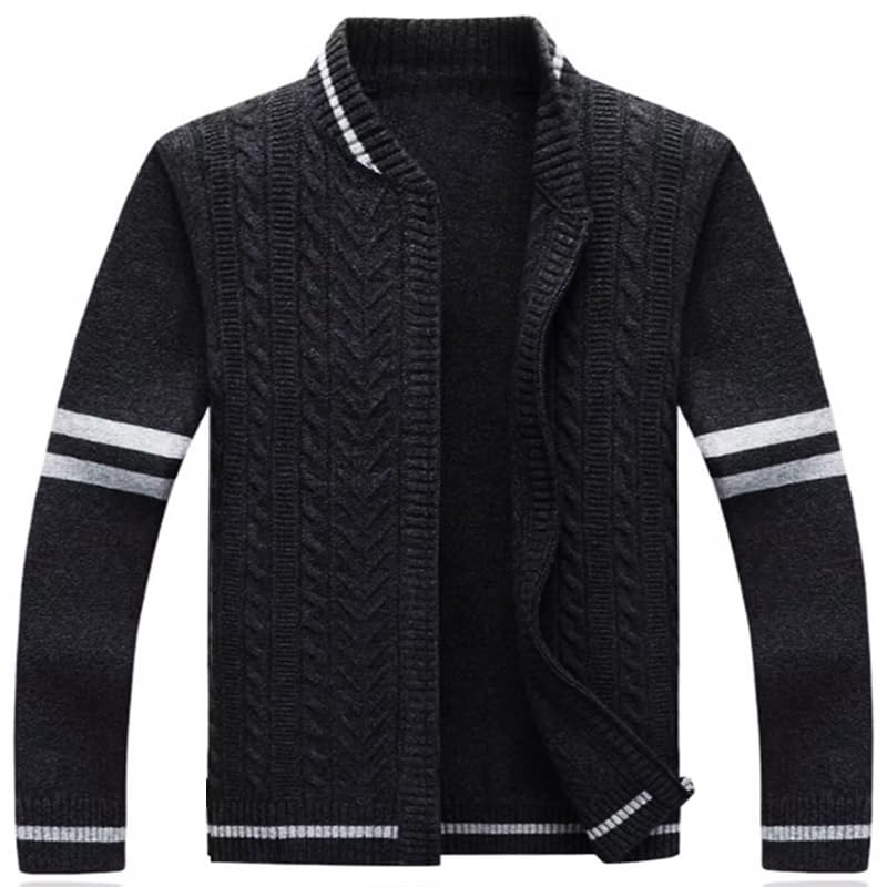 MAISON J Mens Full-Zip Cardigan Sweater, Quality Knit Fabric, Stand Collar, Sporty Casual Style3