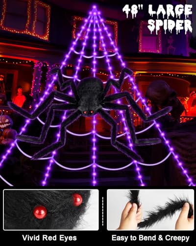 Amazon – 16.4' Light-Up Halloween Spider Web w/ 48" Spider - image 2
